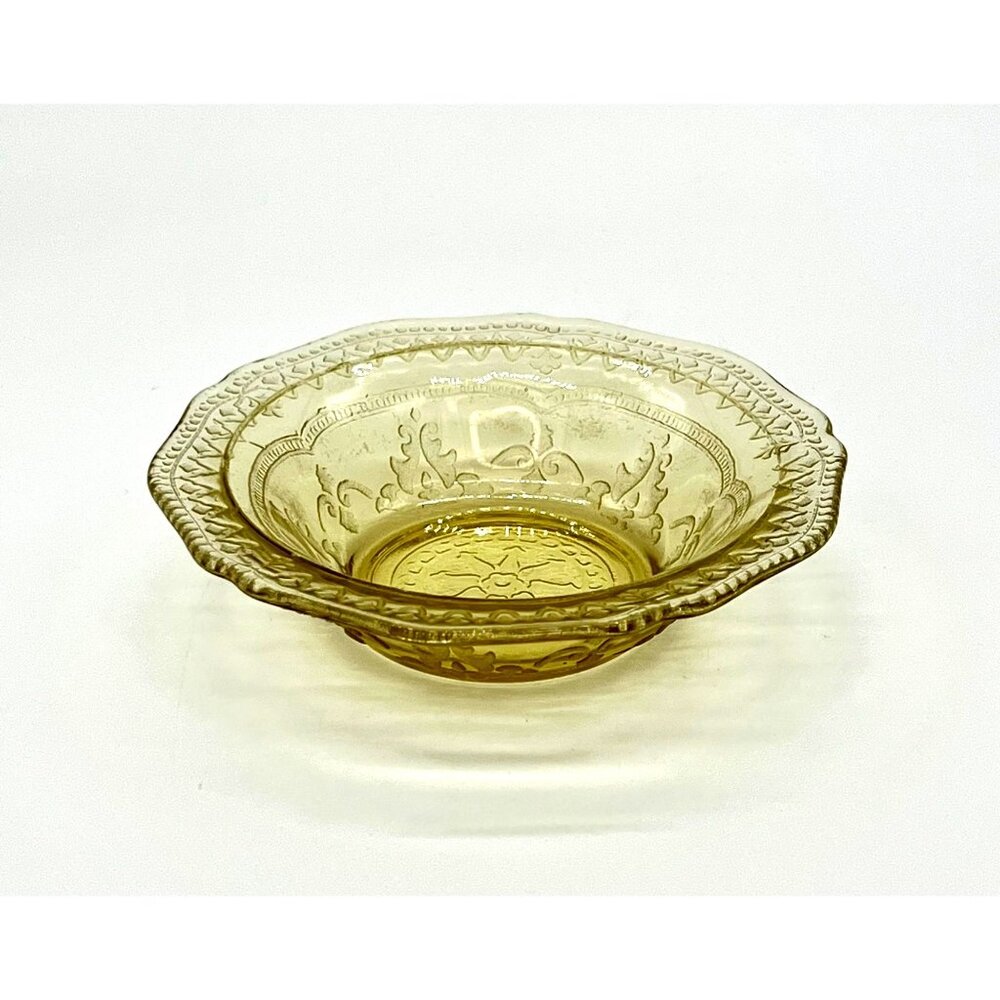 Vintage Federal Glass Amber Yellow Patrician/Spoke Small Bowl 5"